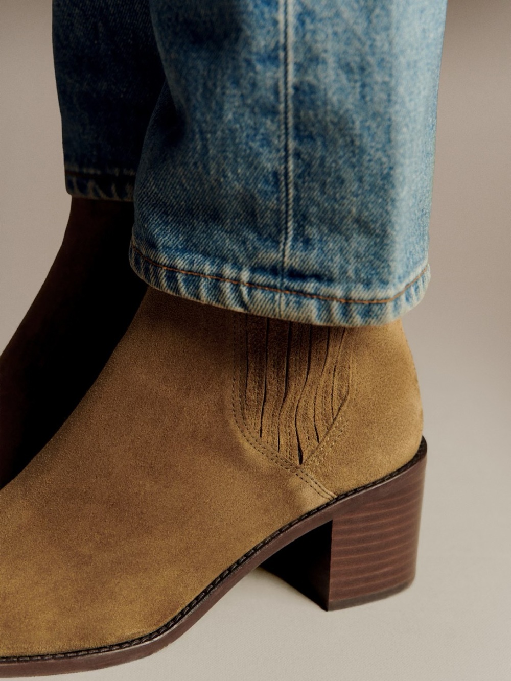 Sezane Suede Ankle Boots in Tan